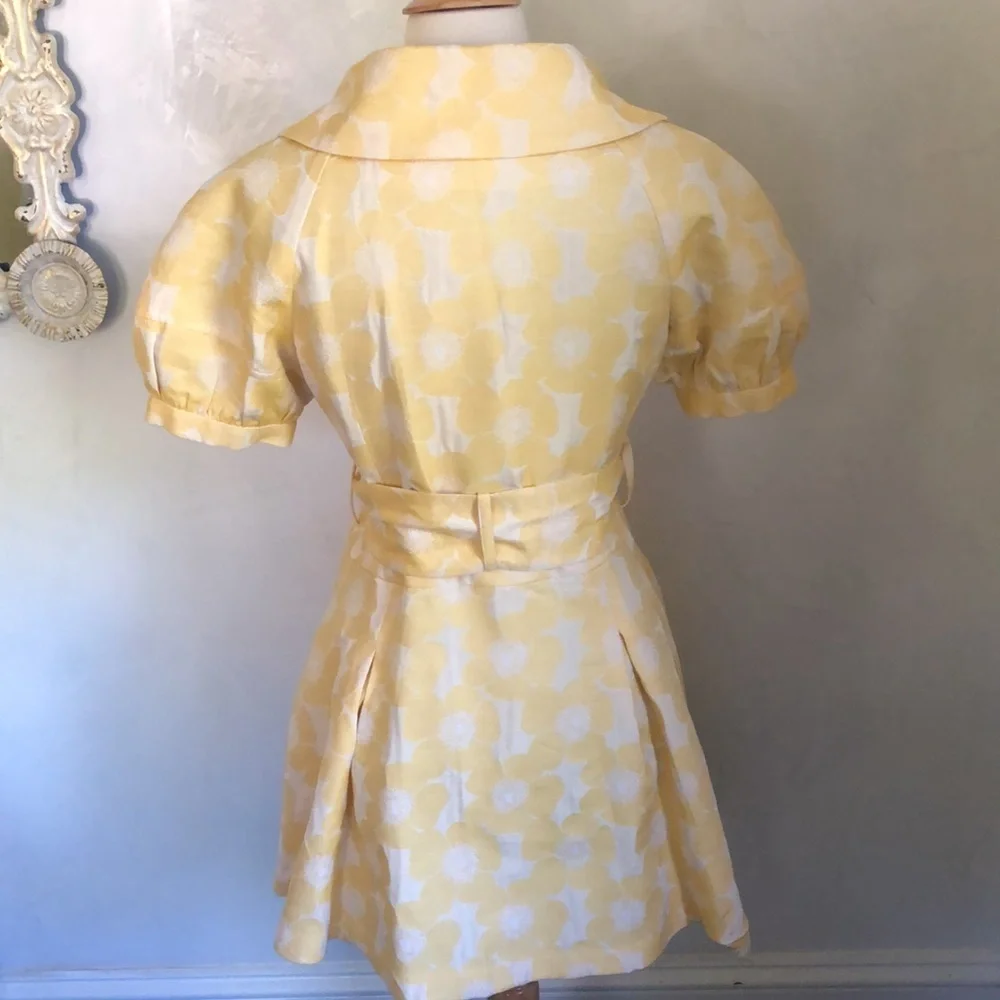 Vintage Cynthia Steffe Yellow & ivory short sleeve Dress/Coat Size 8